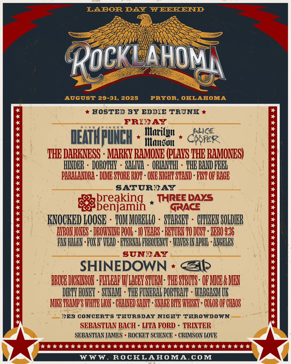 Rocklahoma 2025 lineup poster featuring headliners