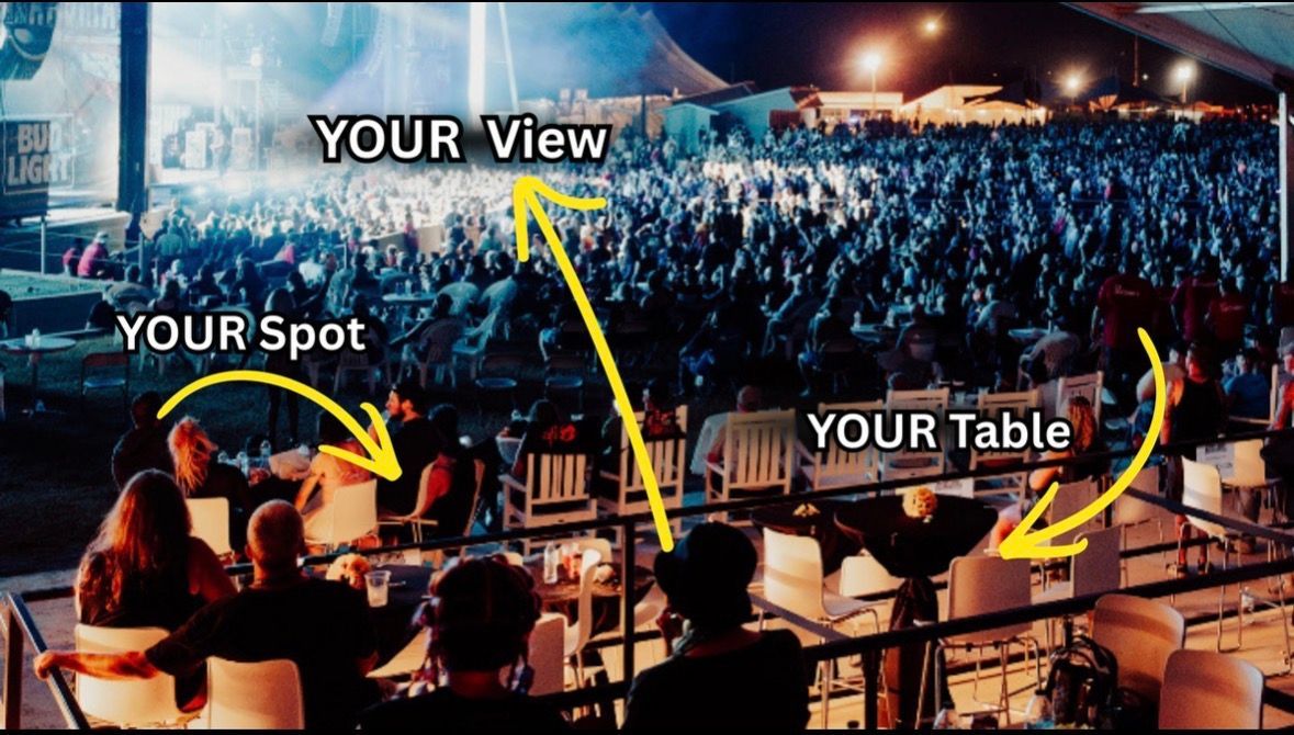 Festival venue at sunset with empty chairs