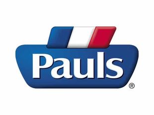 The logo for the brand Pauls, featuring the word "Pauls" in white on a blue shape, topped with a red, white, and blue flag.
