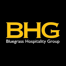 BHG Bluegrass Hospitality Group logo: Gold letters BHG above white text on a black background.