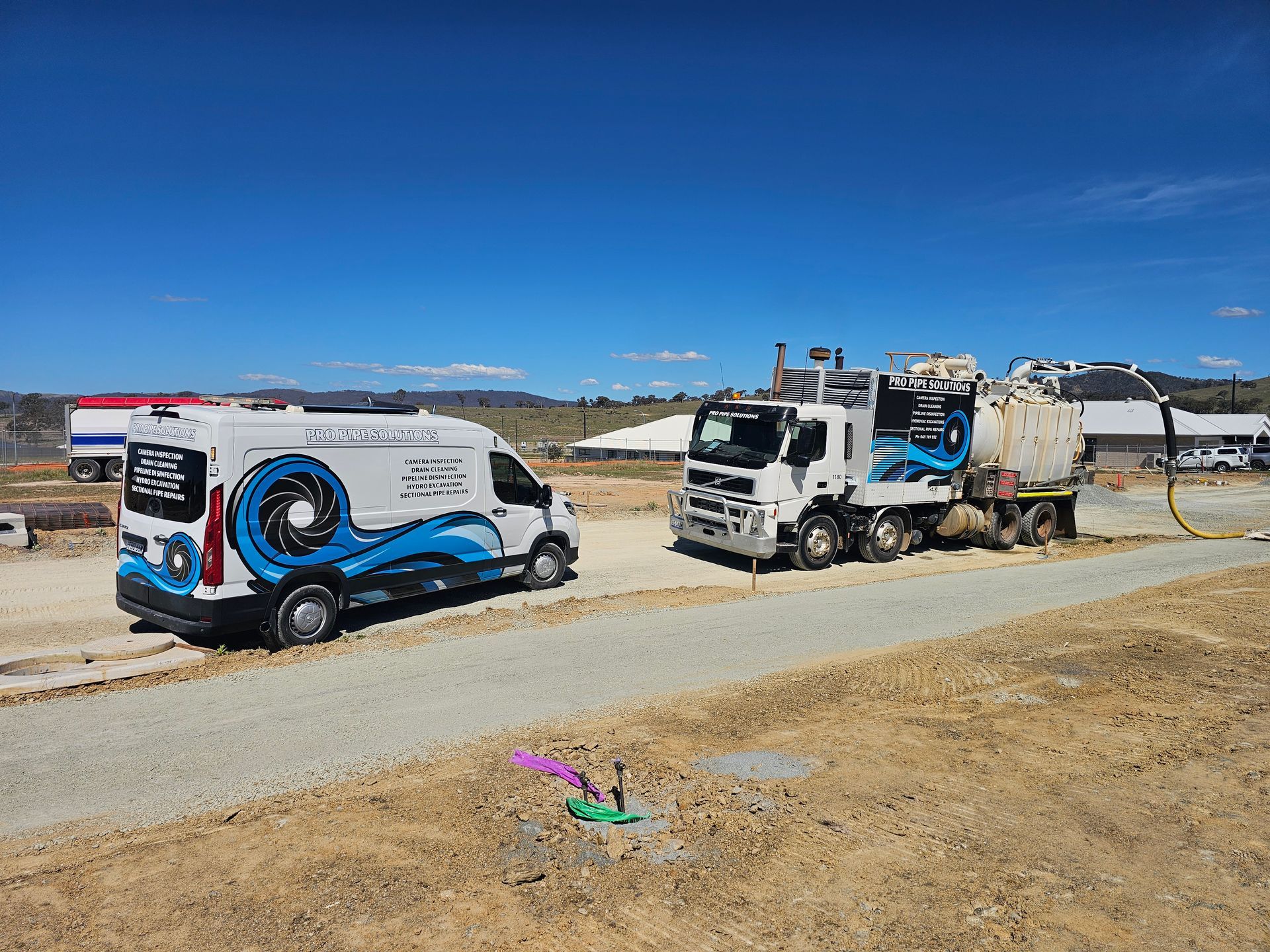 A Construction Site With A Truck— Pro Pipe Solutions in Queanbeyan, NSW