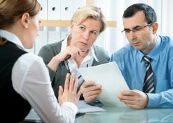 Accountant discussing options with clients