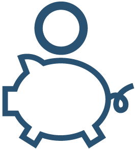 Piggy bank with money falling in icon