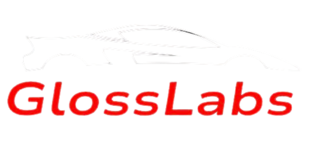 GlossLabs logo: Red text with a white car outline above, suggesting car detailing.