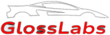 GlossLabs logo with red text and car outline.