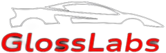 GlossLabs logo with red text and car outline.