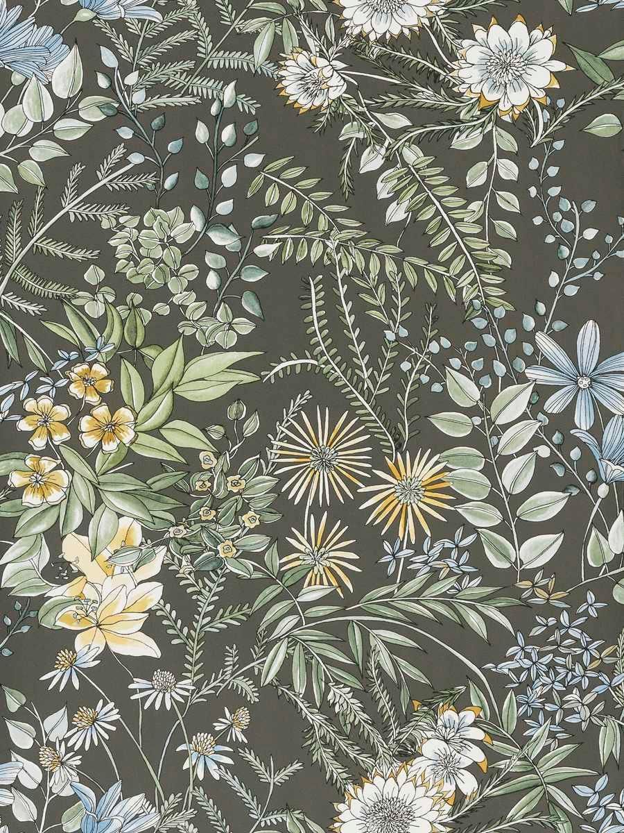A close up of a floral pattern on a black background.