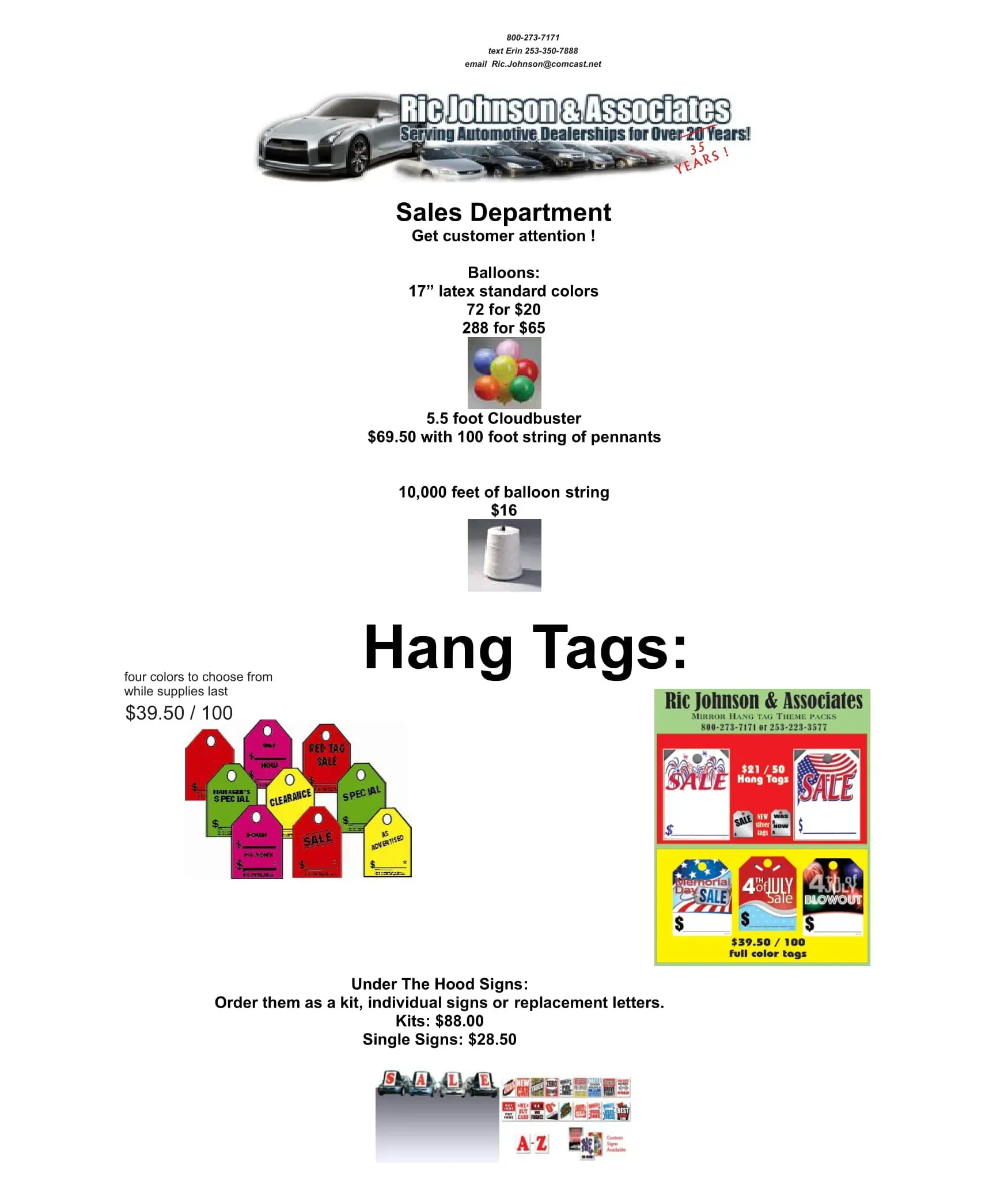 A sheet of paper with a picture of a car and a bunch of hang tags on it.