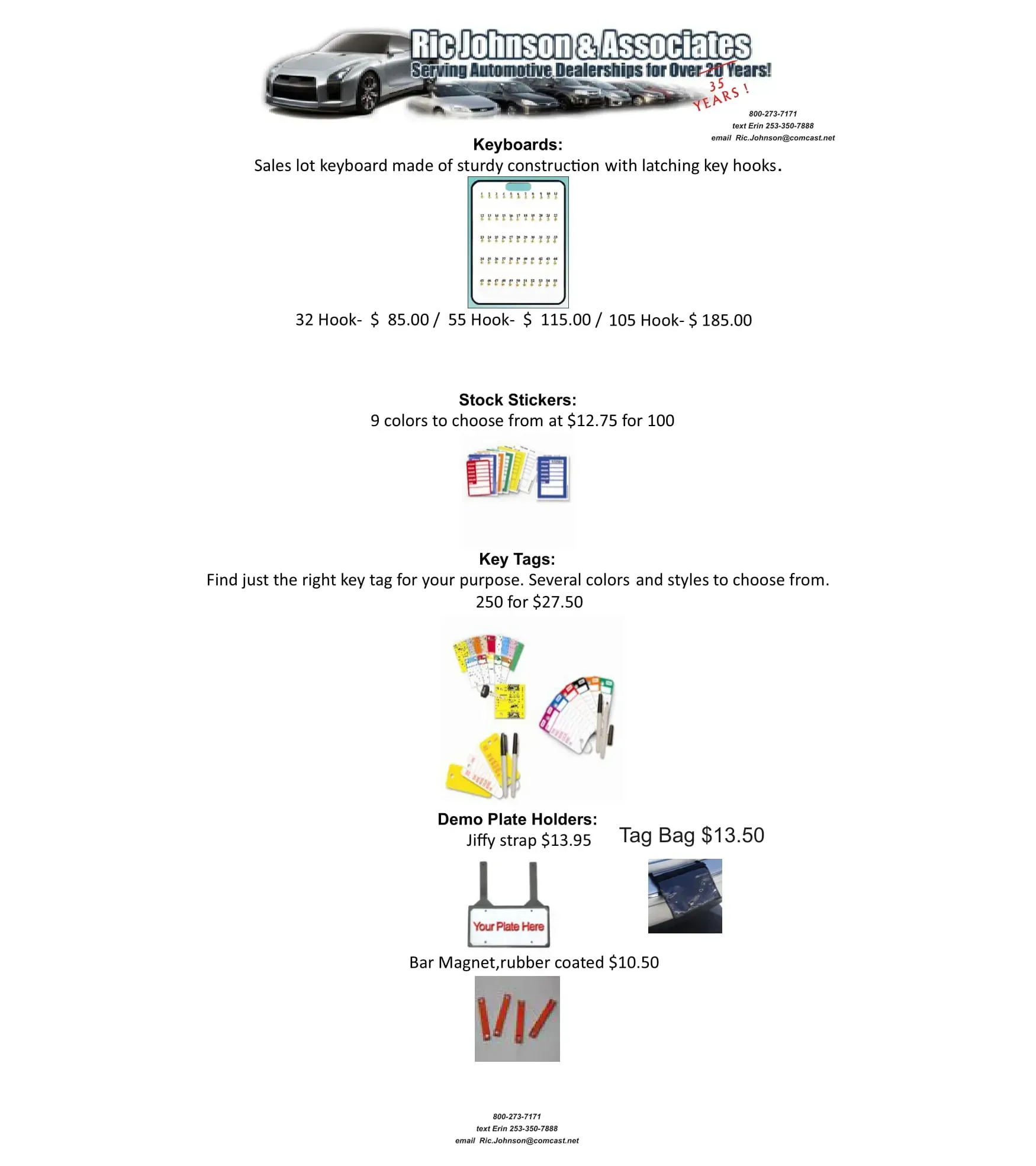 A flyer for a car dealership with a picture of a car on it.