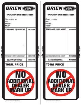 There is no additional dealer mark up on these stickers.