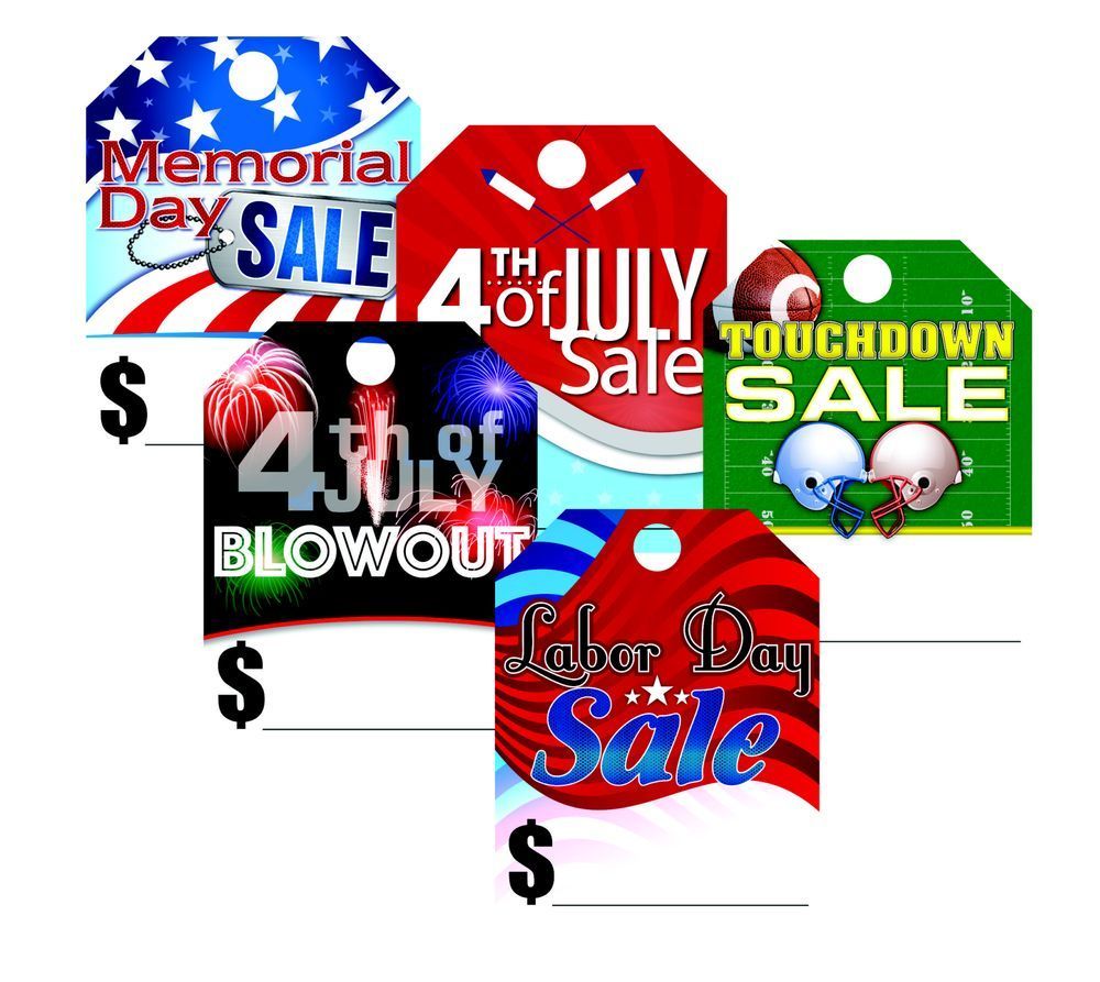 A memorial day sale a 4th of july sale a touchdown sale and a labor day sale