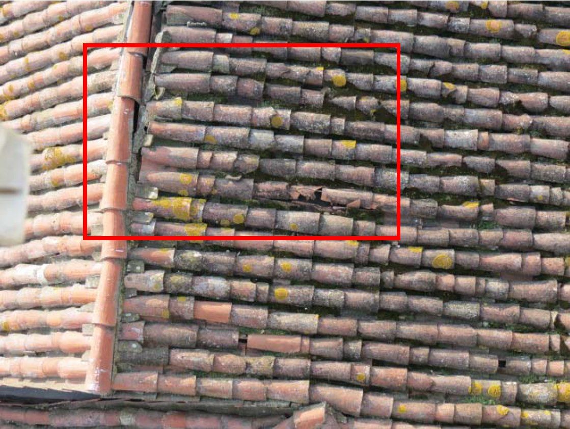 Particular degradation of the roof covering in coppi
