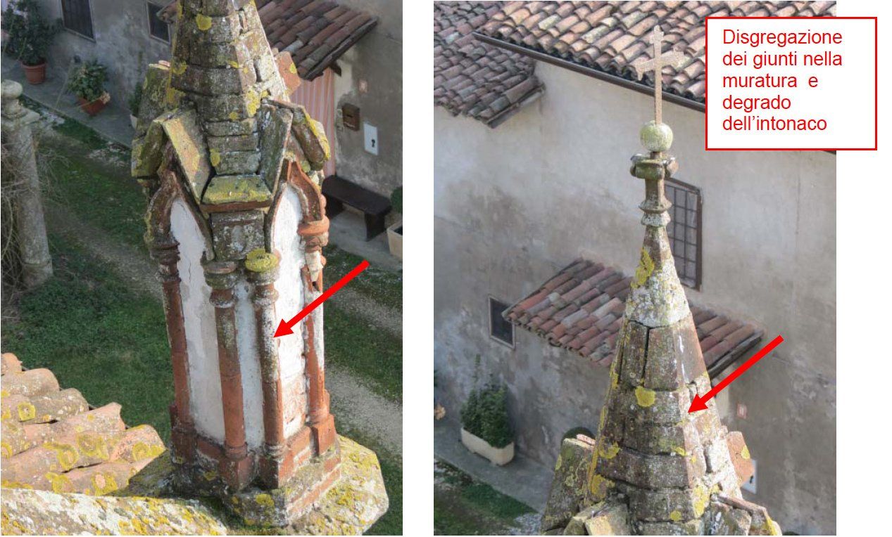 Degradation of the terracotta columns on the facade