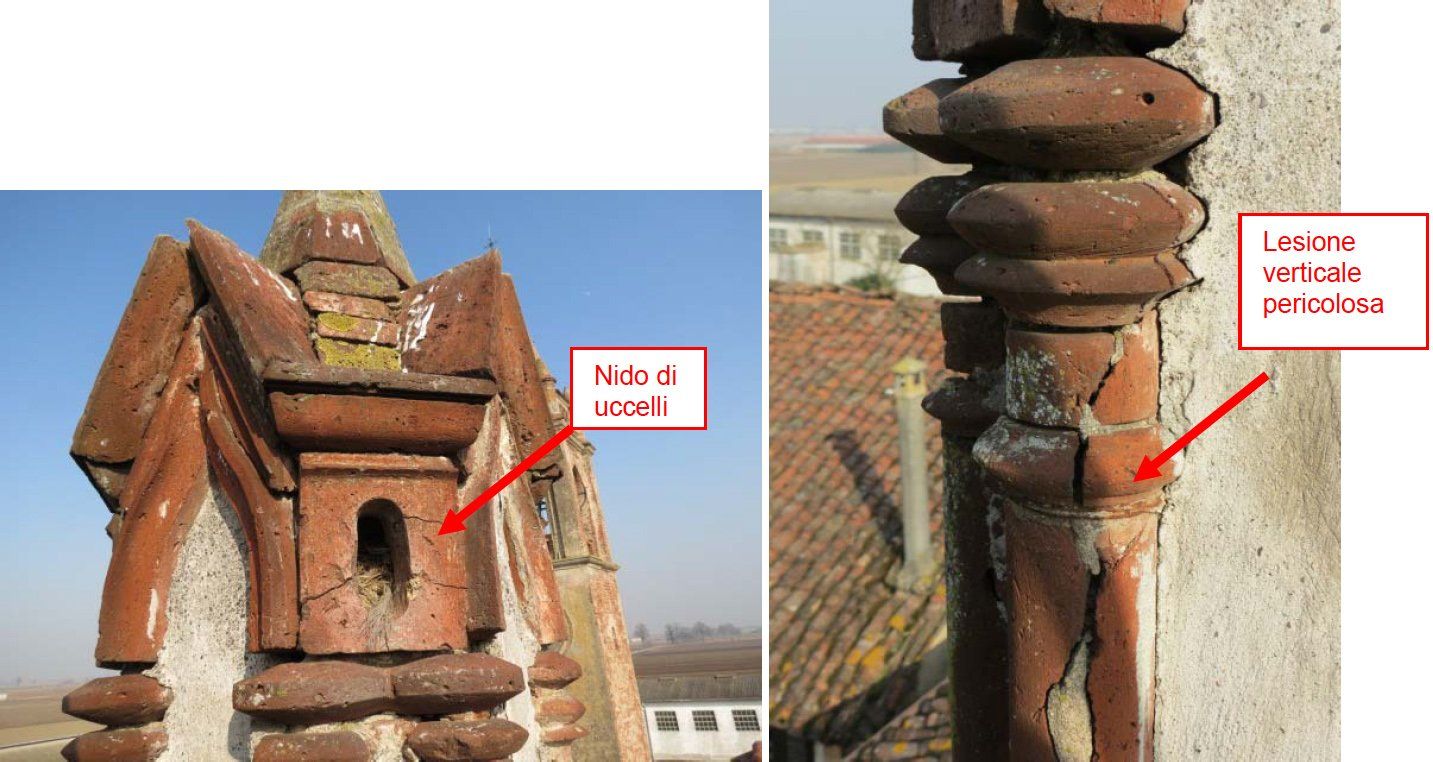 Details of the damaged terracotta columns