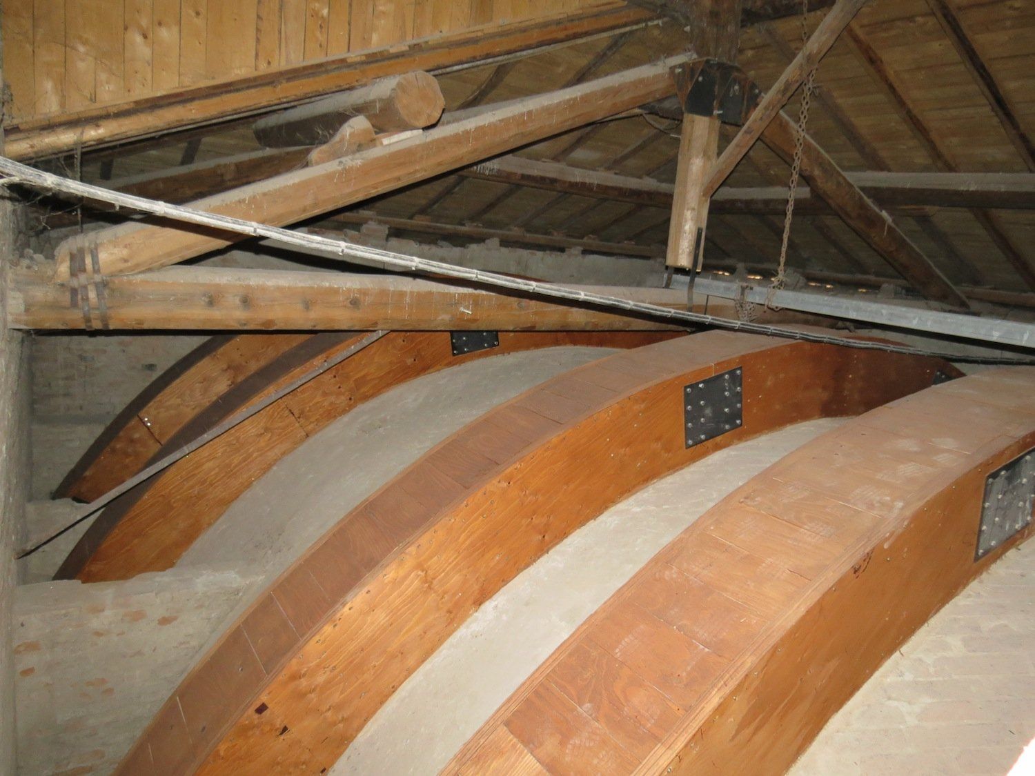view of coffered beams on vault