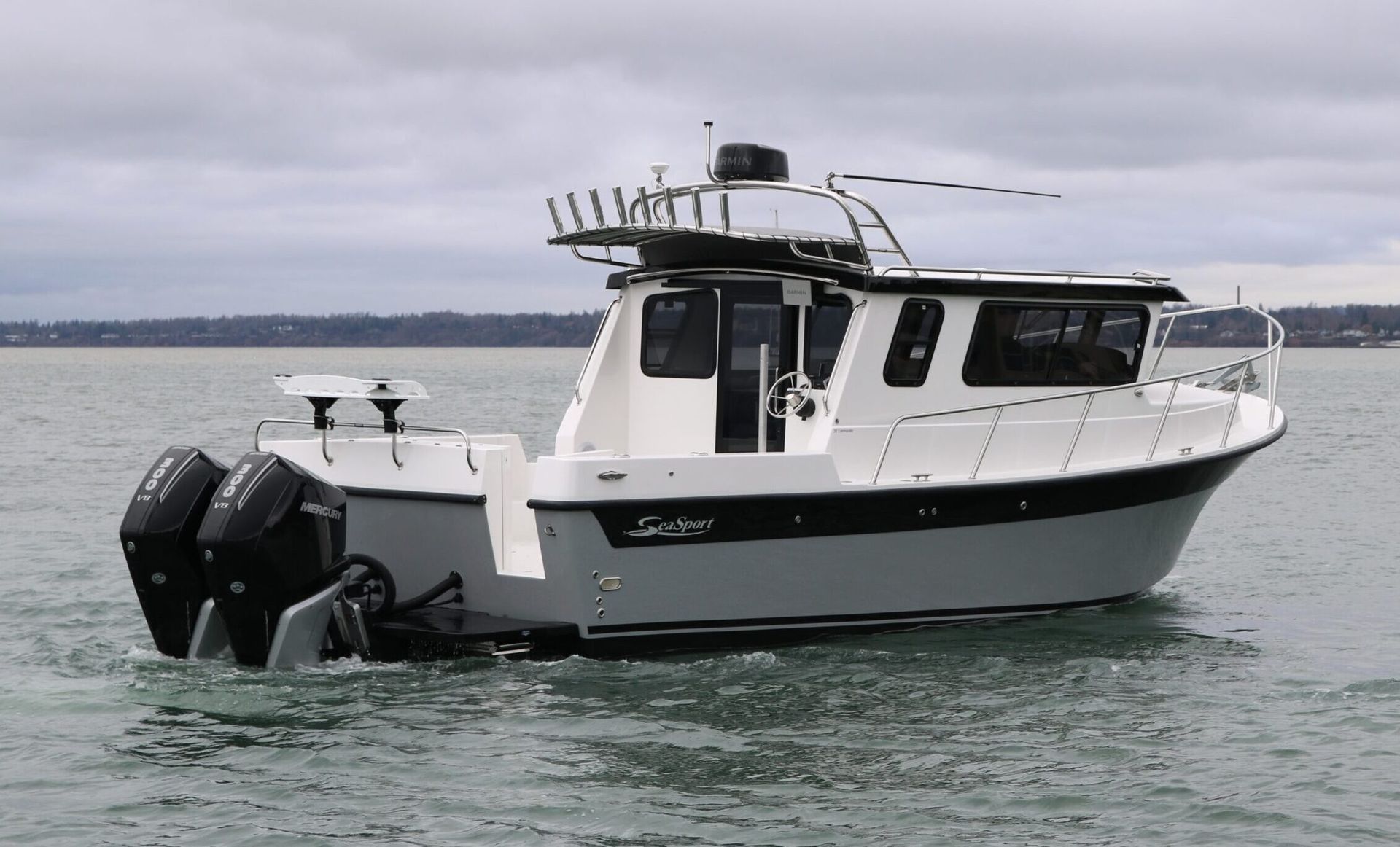 Roof Top Radar Arch by Tanner Manufacturing on a Sea Sport boat