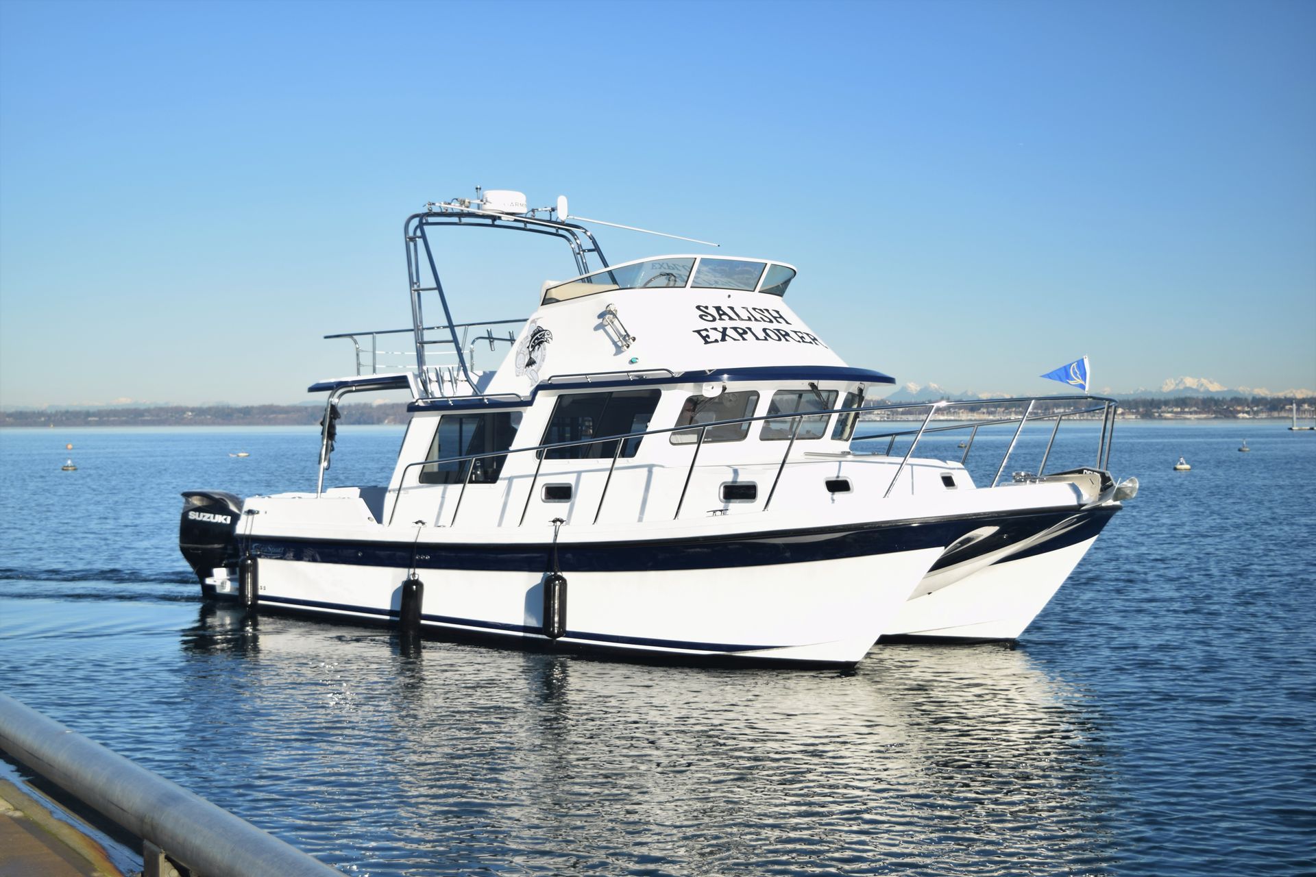 Roof Top Radar Arch by Tanner Manufacturing on a Sea Sport 32 Pacific Cat boat