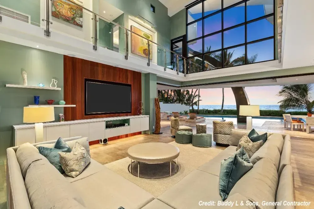 A living room with a couch and a flat screen tv