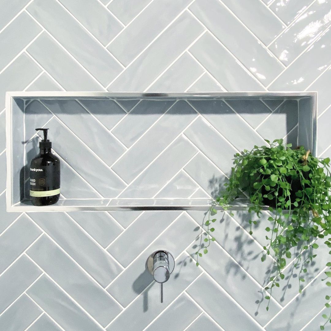 Shower Shelf with Plant — Impact Bathrooms in Bateau Bay, NSW