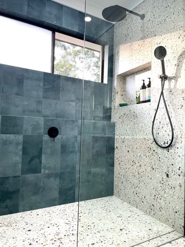 Shower With Tiled & Stone Walls — Impact Bathrooms in Bateau Bay, NSW