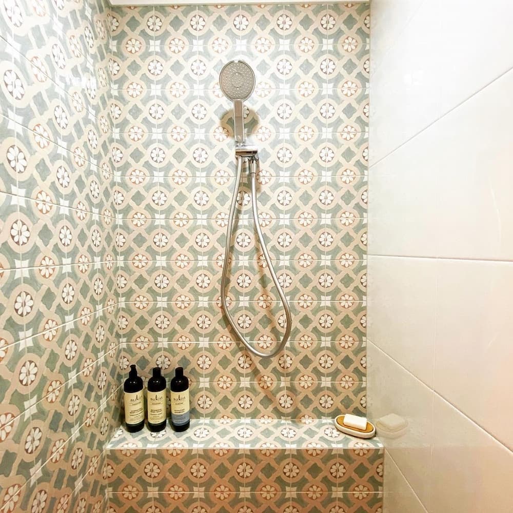 Shower with Patterned Wall Tiles — Impact Bathrooms in Bateau Bay, NSW
