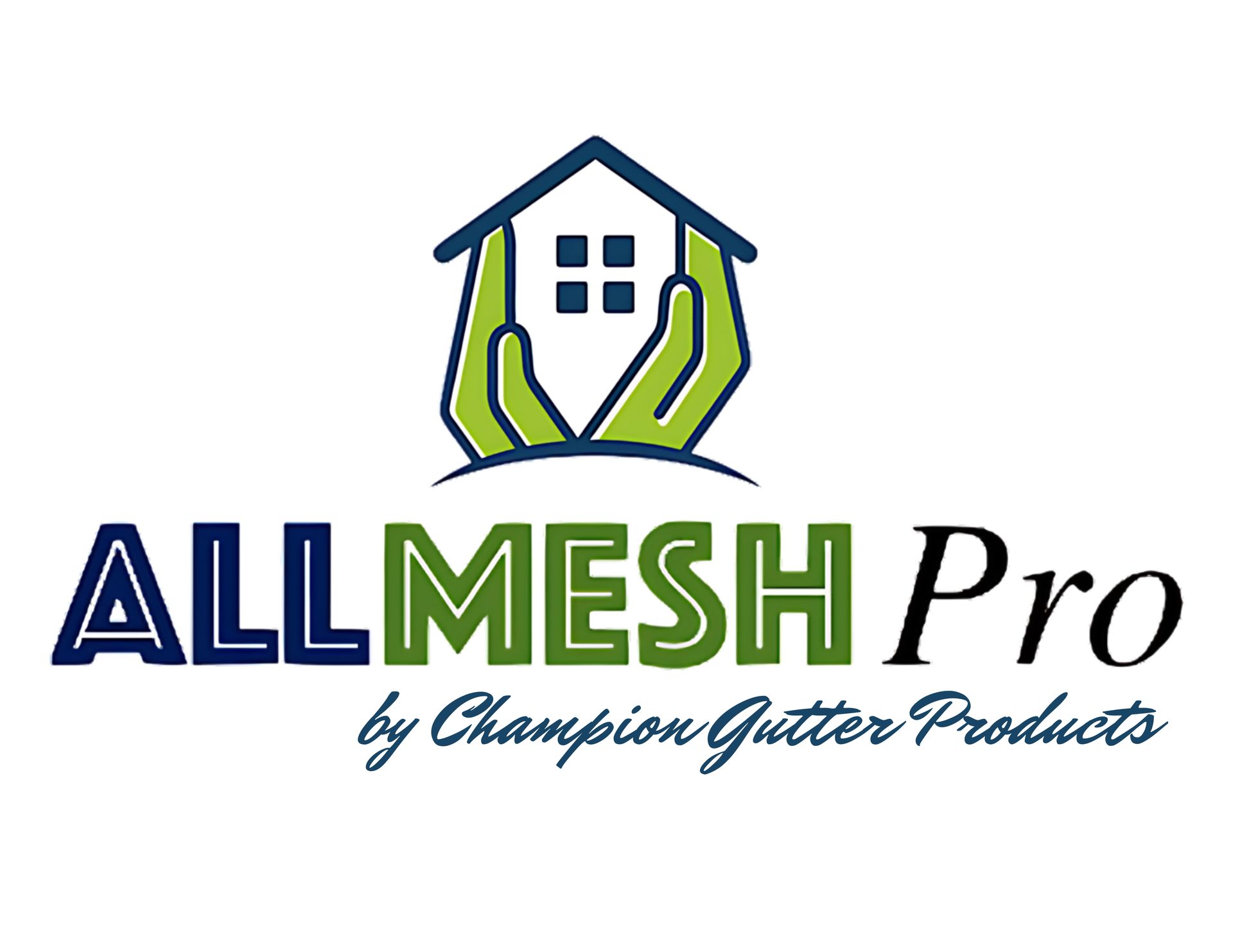 A logo for a company called All Mesh Pro with a house in the middle.