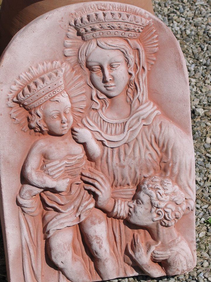 madonna con bambino in terracotta