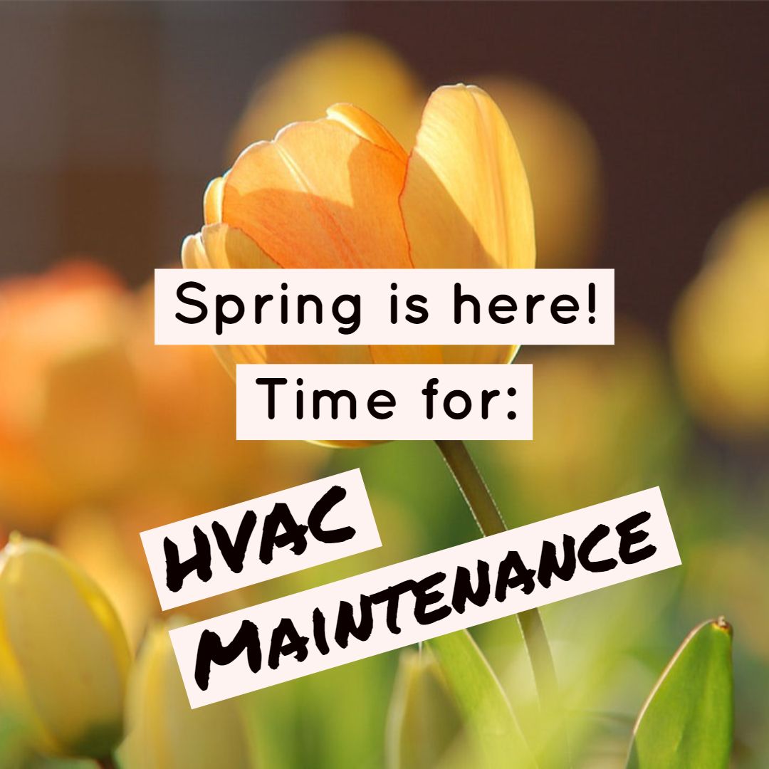 a picture of a flower with the words spring is here time for hvac maintenance