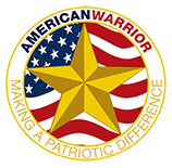 A logo for american warrior making a patriotic difference