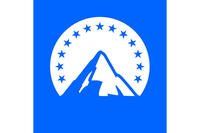 A paramount logo with a mountain and stars on a blue background.
