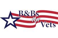 A logo for b & bs for vets with an american flag in the background.