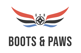 The logo for pets for vets is a paw print with an american flag on it.