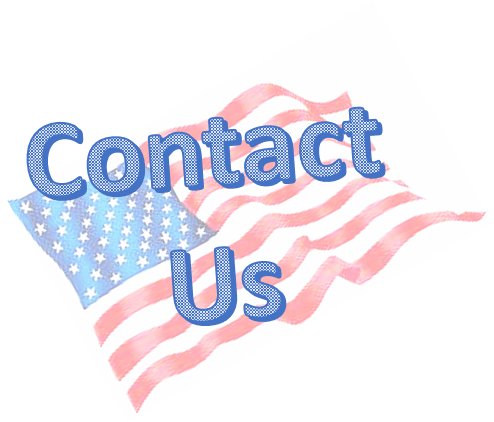 An american flag with the words contact us on it