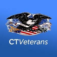 CTVeterans logo with an eagle over a U.S. flag on a blue background