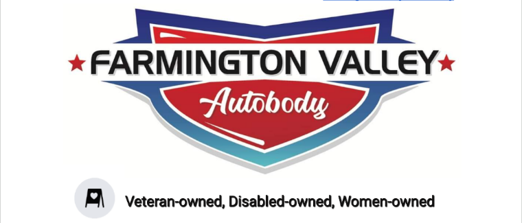 A logo for farmington valley autobody veteran owned disabled owned women owned