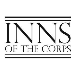 The inns of the corps logo is black and white.