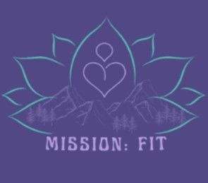 A purple logo for mission fit with a lotus flower