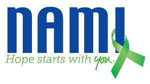 A logo for nami hope starts with you with a green ribbon.