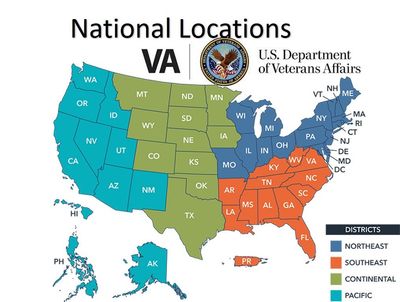 A map of the united states showing the national locations of the u.s. department of veterans affairs