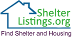 A logo for shelter listings.org , a website to find shelter and housing.