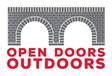 The logo for open doors outdoors shows a brick bridge with arches.