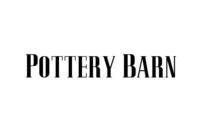 A black and white logo for pottery barn on a white background.