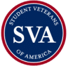 The logo for student veterans of america is a blue and red circle.