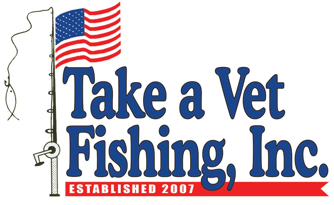 Take a Vet Fishing, Inc. logo with an American flag and fishing rod, red and blue text, “Established 2007”