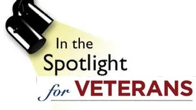 A spotlight is shining on the words `` in the spotlight for veterans ''.