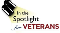 A spotlight is shining on the words `` in the spotlight for veterans ''.