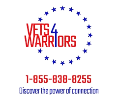 A logo for vets 4 warriors with a phone number