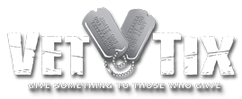 The logo for vet tix gives something to those who serve