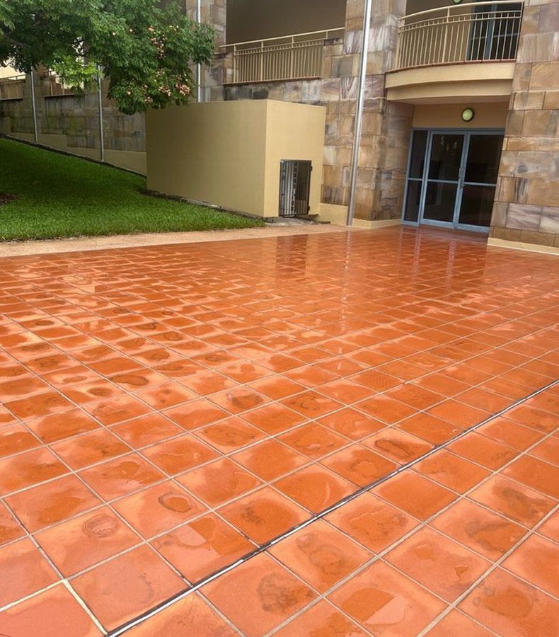 A Cleaned Tiled Pathway — Pressure Washing in Molendinar, QLD