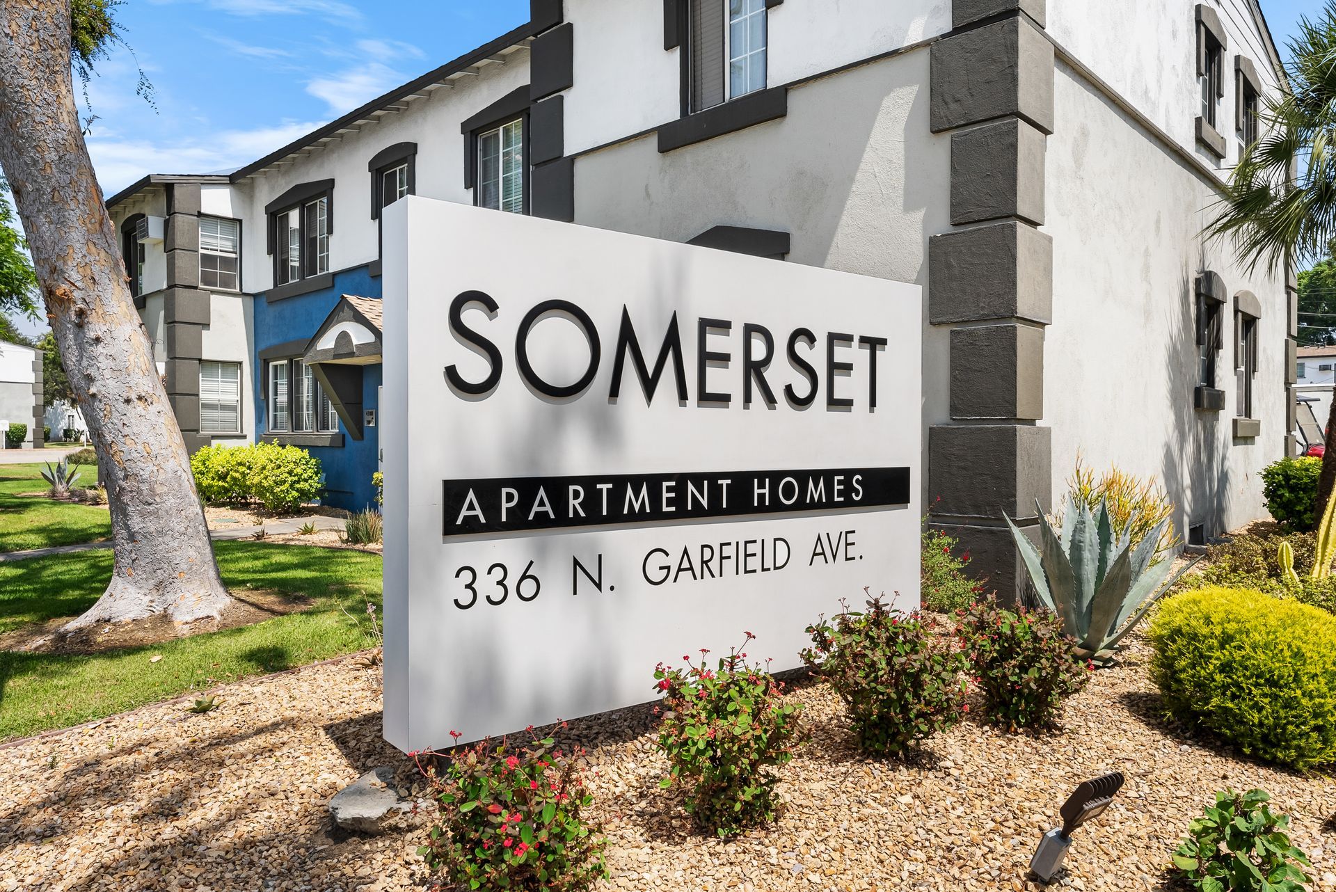 Exterior photo with monument sign
